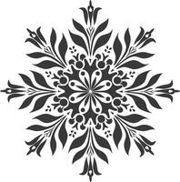 ai generado silueta mandala flor copo de nieve conformado negro color solamente vector