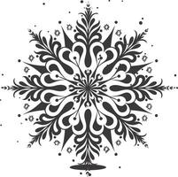 ai generado silueta mandala flor copo de nieve conformado negro color solamente vector