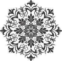 AI generated Silhouette mandala flower snowflake shaped black color only vector