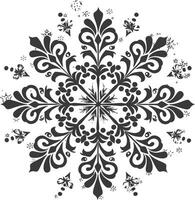 AI generated Silhouette mandala flower snowflake shaped black color only vector