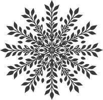 ai generado silueta mandala flor copo de nieve conformado negro color solamente vector