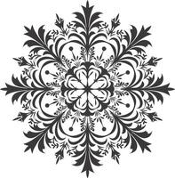 AI generated Silhouette mandala flower snowflake shaped black color only vector