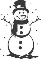 AI generated Silhouette snowman black color only full body vector