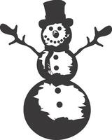 AI generated Silhouette snowman black color only full body vector