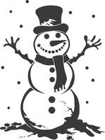 AI generated Silhouette snowman black color only full body vector