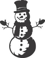 AI generated Silhouette snowman black color only full body vector