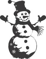 AI generated Silhouette snowman black color only full body vector