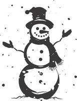 AI generated Silhouette snowman black color only full body vector