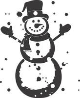 AI generated Silhouette snowman black color only full body vector