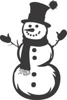 AI generated Silhouette snowman black color only full body vector