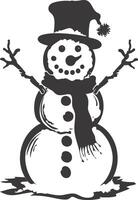 AI generated Silhouette snowman black color only full body vector