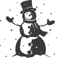 AI generated Silhouette snowman black color only full body vector