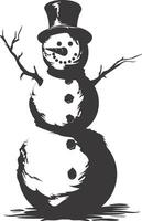 AI generated Silhouette snowman black color only full body vector