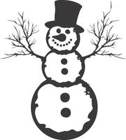 AI generated Silhouette snowman black color only full body vector