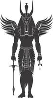 AI generated Silhouette spinx the egypt Mythical Creature black color only full body vector