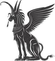 AI generated Silhouette spinx the egypt Mythical Creature black color only full body vector