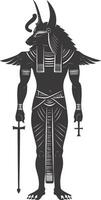 AI generated Silhouette spinx the egypt Mythical Creature black color only full body vector