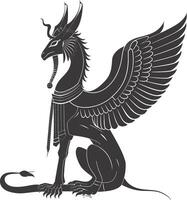 AI generated Silhouette spinx the egypt Mythical Creature black color only full body vector