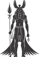 AI generated Silhouette spinx the egypt Mythical Creature black color only full body vector