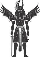 AI generated Silhouette spinx the egypt Mythical Creature black color only full body vector