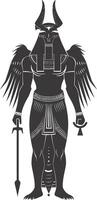 AI generated Silhouette spinx the egypt Mythical Creature black color only full body vector