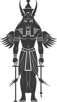 AI generated Silhouette spinx the egypt Mythical Creature black color only full body vector