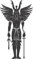 AI generated Silhouette spinx the egypt Mythical Creature black color only full body vector