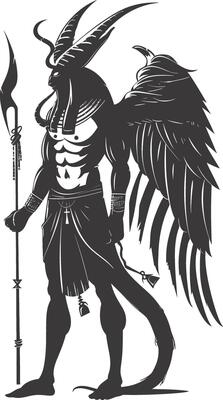 AI generated Silhouette spinx the egypt Mythical Creature black color only full body