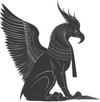 AI generated Silhouette spinx the egypt Mythical Creature black color only full body vector