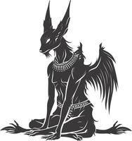 AI generated Silhouette spinx the egypt Mythical Creature black color only full body vector