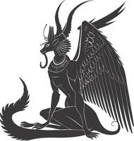 AI generated Silhouette spinx the egypt Mythical Creature black color only full body vector