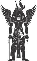 AI generated Silhouette spinx the egypt Mythical Creature black color only full body vector