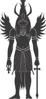 AI generated Silhouette spinx the egypt Mythical Creature black color only full body vector