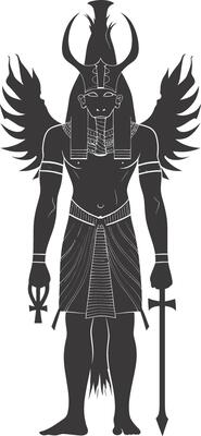 AI generated Silhouette spinx the egypt Mythical Creature black color only full body