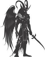 AI generated Silhouette spinx the egypt Mythical Creature black color only full body vector