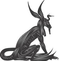 AI generated Silhouette spinx the egypt Mythical Creature black color only full body vector