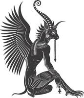 AI generated Silhouette spinx the egypt Mythical Creature black color only full body vector