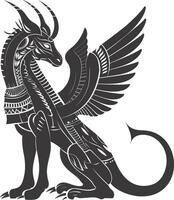 AI generated Silhouette spinx the egypt Mythical Creature black color only full body vector