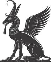 AI generated Silhouette spinx the egypt Mythical Creature black color only full body vector