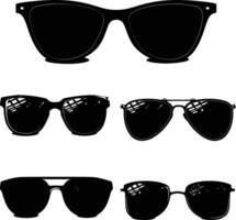 AI generated Silhouette sunglasses black color only vector