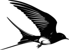 AI generated Silhouette swallow bird black color only full body vector