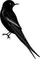 AI generated Silhouette swallow bird black color only full body vector