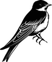 AI generated Silhouette swallow bird black color only full body vector