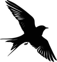 AI generated Silhouette swallow bird flaying black color only full body vector