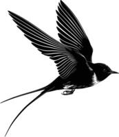 AI generated Silhouette swallow bird black color only full body vector