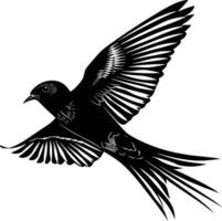 AI generated Silhouette swallow bird flaying black color only full body vector