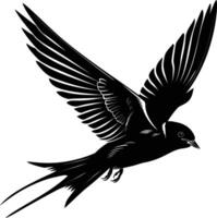 AI generated Silhouette swallow bird flaying black color only full body vector