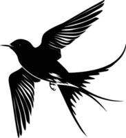 AI generated Silhouette swallow bird flaying black color only full body vector