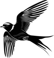 AI generated Silhouette swallow bird flaying black color only full body vector