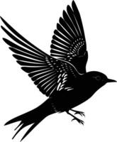 AI generated Silhouette swallow bird black color only full body vector